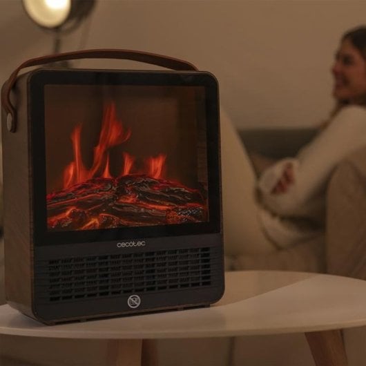 Cecotec Readywarm 1500 Ceramic Flames Calefactor Cerámico Sobremesa1500 W Luz Efecto Llamas Madera