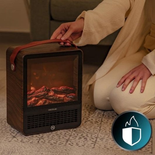 Cecotec Readywarm 1500 Ceramic Flames Calefactor Cerámico Sobremesa1500 W Luz Efecto Llamas Madera