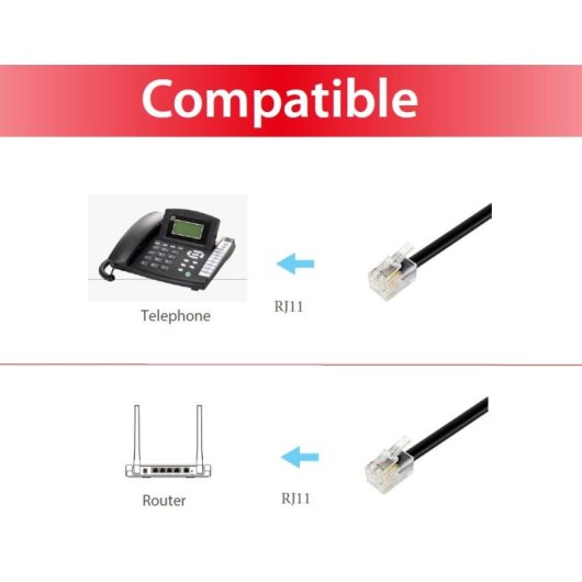 Equip 105102 Cable Telefónico RJ11 AWG28 Macho-Macho 3m Negro