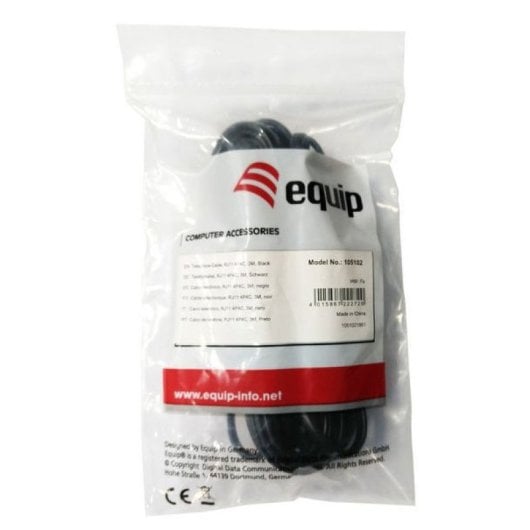 Equip 105102 Cable Telefónico RJ11 AWG28 Macho-Macho 3m Negro