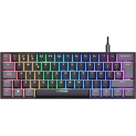 Trust GXT 867 Acira 60 Mechanische Gaming-Tastatur, 60 % RGB-Schalter, Outemu-Rot, Schwarz