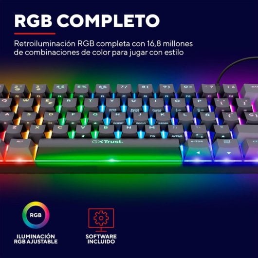 Trust GXT 867 Acira 60 Mechanische Gaming-Tastatur, 60 % RGB-Schalter, Outemu-Rot, Schwarz