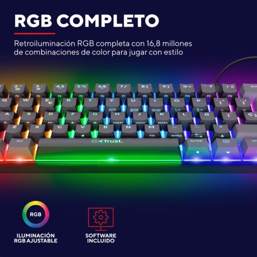 Trust GXT 867 Acira 60 Mechanische Gaming-Tastatur, 60 % RGB-Schalter, Outemu-Rot, Schwarz