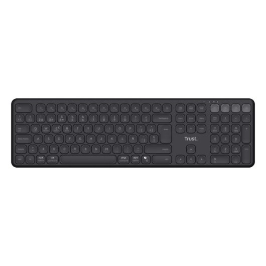 Trust Vaiya wiederaufladbare kabellose Bluetooth-Tastatur für mehrere Geräte, Schwarz