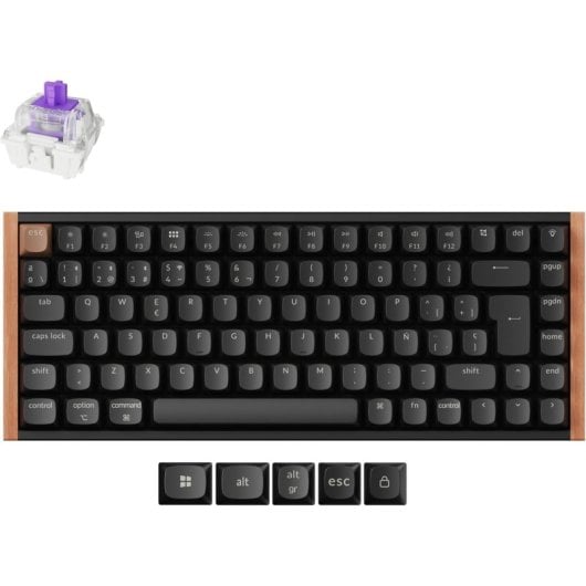 Keychron K2 HE Teclado Mecânico Gaming Magnético Sem Fios Bluetooth Switch PURPLE Preto/Madeira