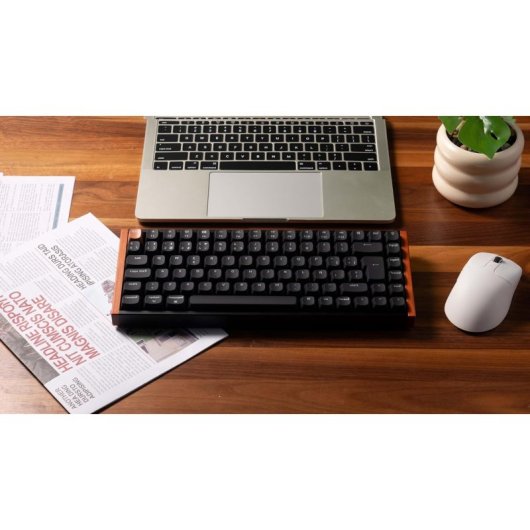 Keychron K2 HE Teclado Mecânico Gaming Magnético Sem Fios Bluetooth Switch PURPLE Preto/Madeira