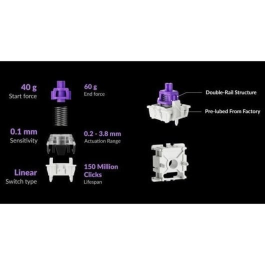 Keychron K2 HE Teclado Mecânico Gaming Magnético Sem Fios Bluetooth Switch PURPLE Preto/Madeira