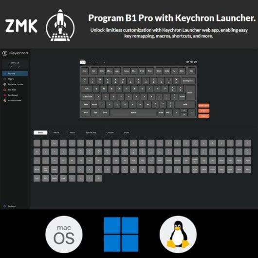 Keychron B1 Pro Teclado Mecánico Inalámbrico Bluetooth Multidispositivo Gris