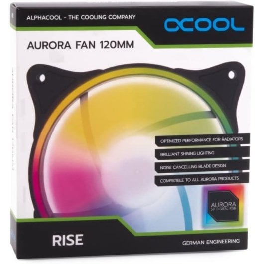 Alphacool Rise Aurora ARGB Ventoinha Suplementar PWM 120mm Branca