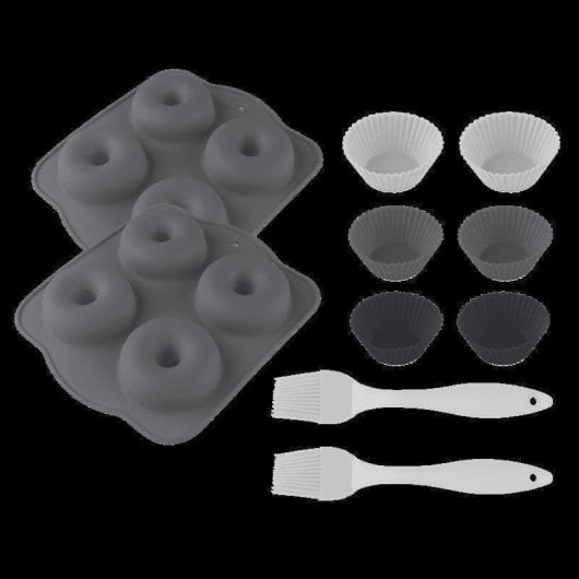 Set di Forme in Silicone Cecotec Cecofry SweetBake Antiaderenti senza BPA per Ciambelle e Muffin