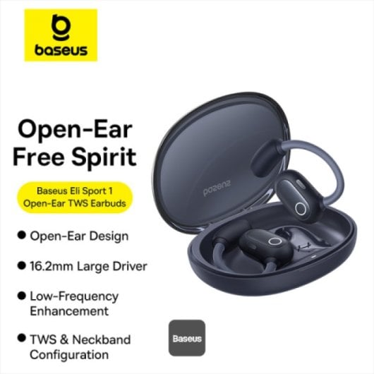 Baseus Eli Sport 1 Open-Ear TWS Auriculares Inalámbricos Abiertos con Escuche de Carga Negros