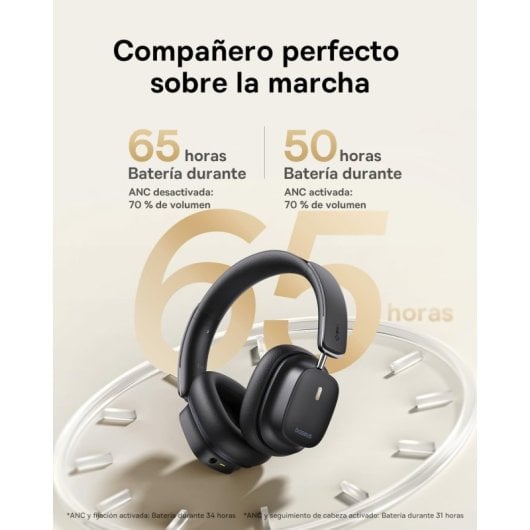 Baseus Bowie 30 Max Auriculares Inalámbricos Bluetooth con Cancelación de Ruido Negros