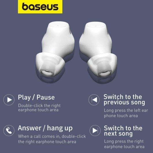 Baseus Bowie WM01 TWS Auriculares Inalámbricos Bluetooth con Estuche de Carga Blancos