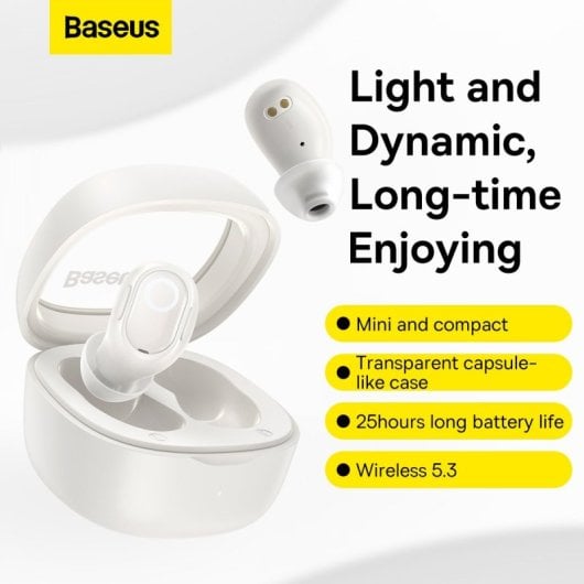 Baseus Bowie WM02 TWS Auricolari Bluetooth wireless con custodia di ricarica bianco crema