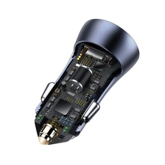 Chargeur allume-cigare Baseus Golden Contactor Pro 40 W à charge rapide USB-C + USB-A avec câble USB-C vers Lightning de 1 m