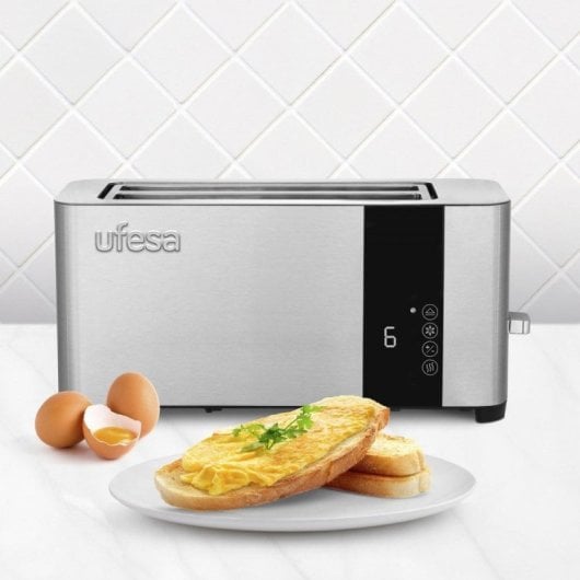 Ufesa Duo Plus Delux Tostadora con Dos Ranuras Largas y Pantalla Digital LCD Acero Inoxidable