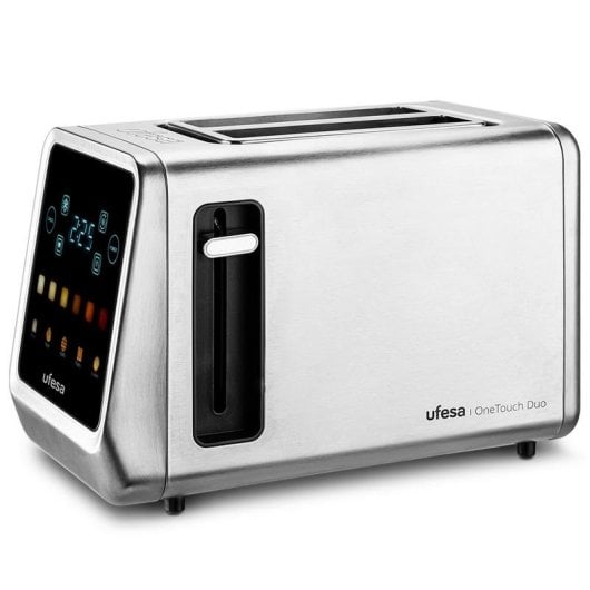 Ufesa OneTouch Duo Tostadora de 2 Ranuras Extra Anchas y Pantalla LED 850W Acero Inoxidable