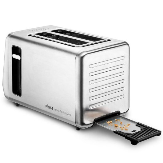 Ufesa OneTouch Duo Tostadora de 2 Ranuras Extra Anchas y Pantalla LED 850W Acero Inoxidable