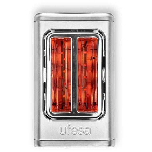 Ufesa OneTouch Duo Tostadora de 2 Ranuras Extra Anchas y Pantalla LED 850W Acero Inoxidable