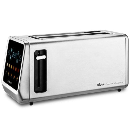 Ufesa OneTouch Duo Plus Tostadora de 2 Ranuras Extra Anchas y Pantalla LED 1450W Acero Inoxidable