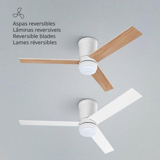 Ufesa Katmandú Ventilador de Techo de Aspas Reversibles con Luz y Mando 132cm 40W Blanco/Madera
