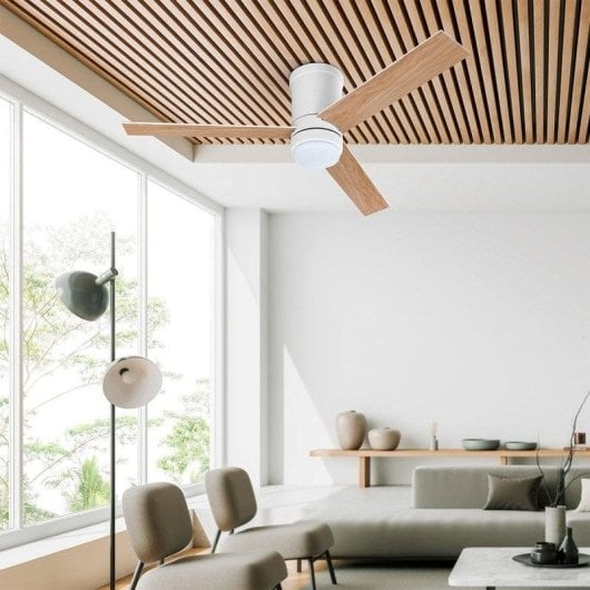 Ufesa Katmandú Ventilador de Techo de Aspas Reversibles con Luz y Mando 132cm 40W Blanco/Madera