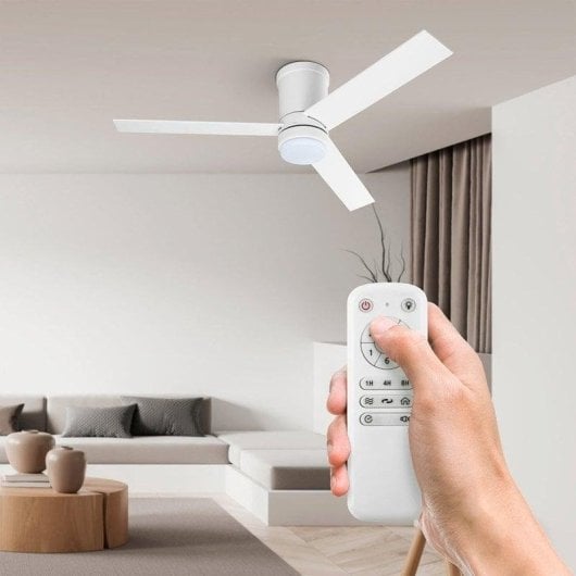 Ufesa Katmandú Ventilador de Techo de Aspas Reversibles con Luz y Mando 132cm 40W Blanco/Madera
