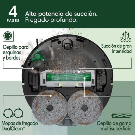 iRobot Roomba Plus 405 Combo Robot Aspirador con Base AutoWash Multifunción y Autolimpiable Negro