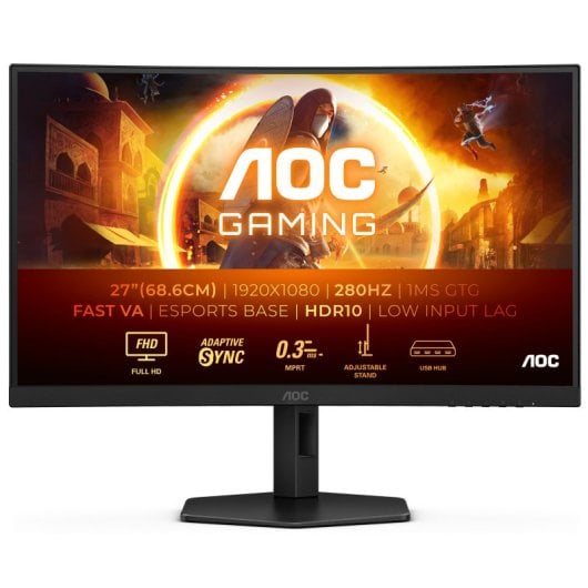 AOC C27G4ZXU 27" LED Fast VA FullHD 280Hz Altoparlanti Altezza Regolabile Adaptive Sync Curvo