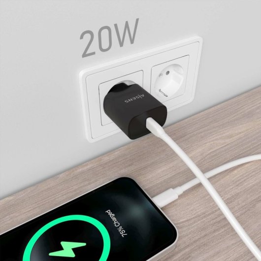 Aisens A110-0753 Cargador 20W USB-C PD3.0 1 Puerto 1xUSB-C Negro