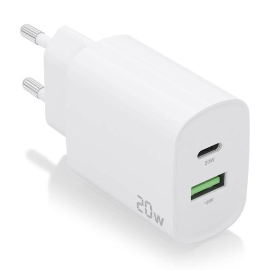 Aisens A110-0754 Cargador 20W 1xUSB-C PD3.0 1xUSB-A QC3.0 Blanco
