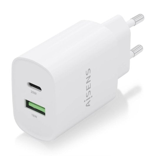Aisens A110-0754 Cargador 20W 1xUSB-C PD3.0 1xUSB-A QC3.0 Blanco
