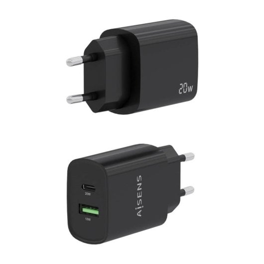 Chargeur Aisens A110-0755 20 W 1 x USB-C PD3.0 1 x USB-A QC3.0 Noir