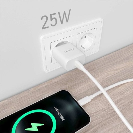 Aisens A110-0756 Cargador 25W USB-C PD3.0 1 Puerto 1xUSB-C Blanco