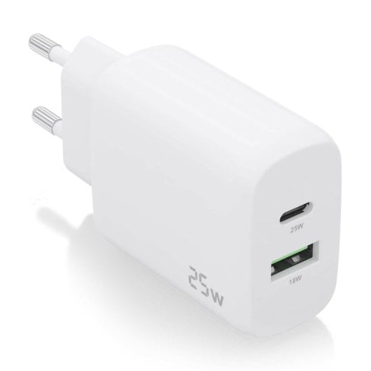 Aisens A110-0758 Cargador 25W 1xUSB-C PD3.0 1xUSB-A QC3.0 Blanco