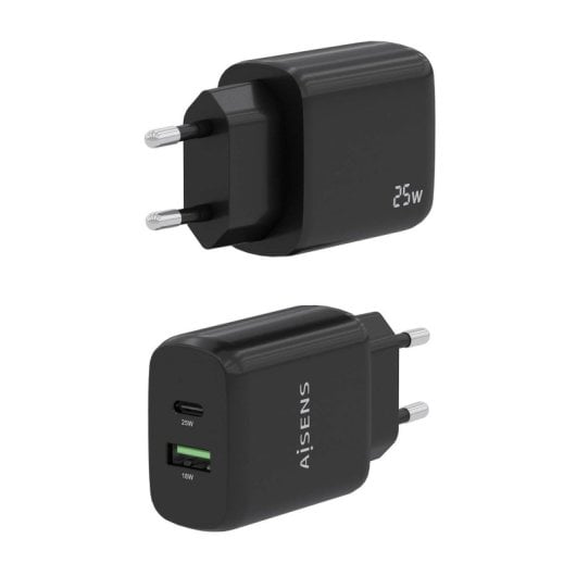 Chargeur Aisens A110-0759 25 W 1 x USB-C PD3.0 1 x USB-A QC3.0 Noir