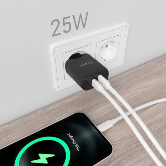 Chargeur Aisens A110-0759 25 W 1 x USB-C PD3.0 1 x USB-A QC3.0 Noir