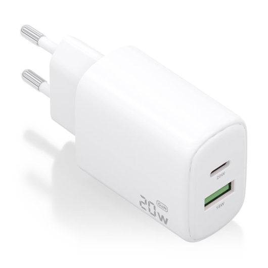 Aisens A110-0909 GaN-Ladegerät 20 W 1 x USB-C PD3.0 1 x USB-A QC3.0 Weiß