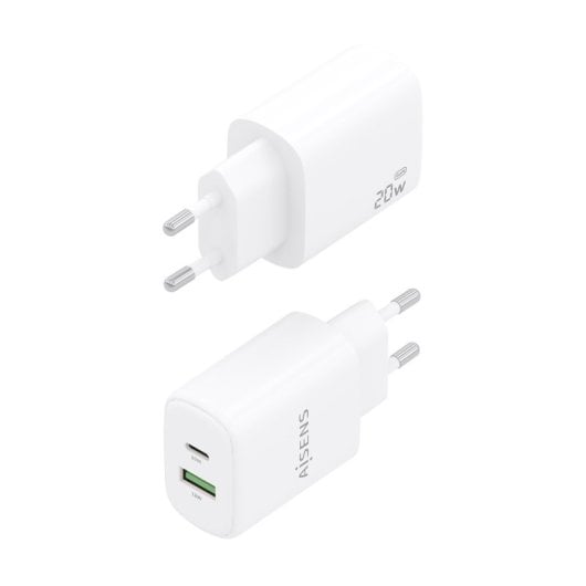 Aisens A110-0909 GaN-Ladegerät 20 W 1 x USB-C PD3.0 1 x USB-A QC3.0 Weiß