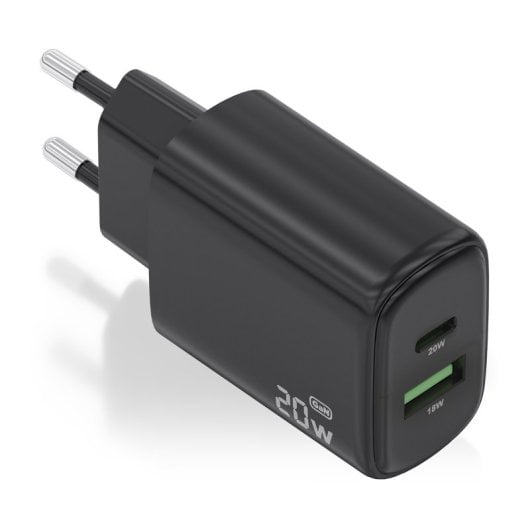Chargeur Aisens A110-0910 GaN 20 W 1 x USB-C PD3.0 1 x USB-A QC3.0 Noir