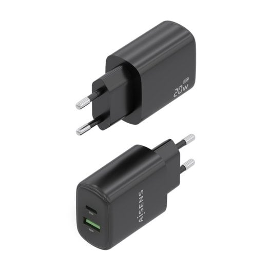 Chargeur Aisens A110-0910 GaN 20 W 1 x USB-C PD3.0 1 x USB-A QC3.0 Noir
