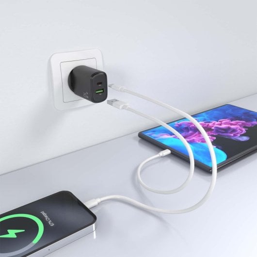 Chargeur Aisens A110-0910 GaN 20 W 1 x USB-C PD3.0 1 x USB-A QC3.0 Noir