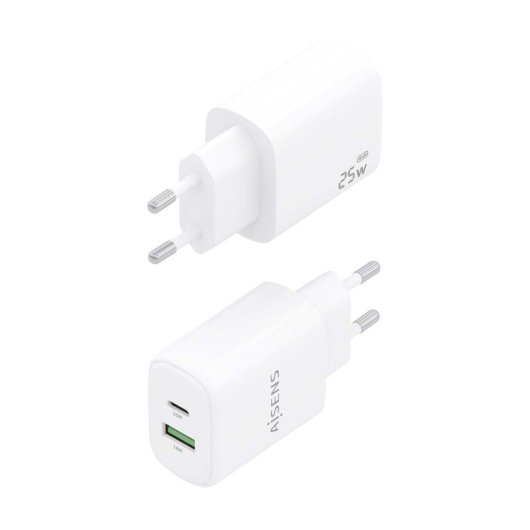 Chargeur Aisens A110-0911 25 W 1 x USB-C PD3.0 1 x USB-A QC3.0 Blanc