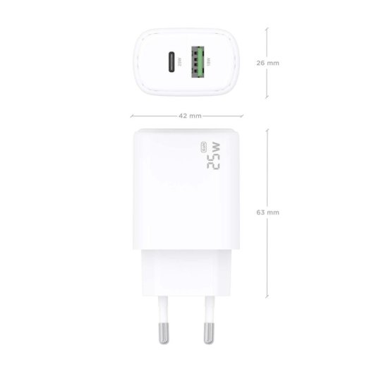 Chargeur Aisens A110-0911 25 W 1 x USB-C PD3.0 1 x USB-A QC3.0 Blanc