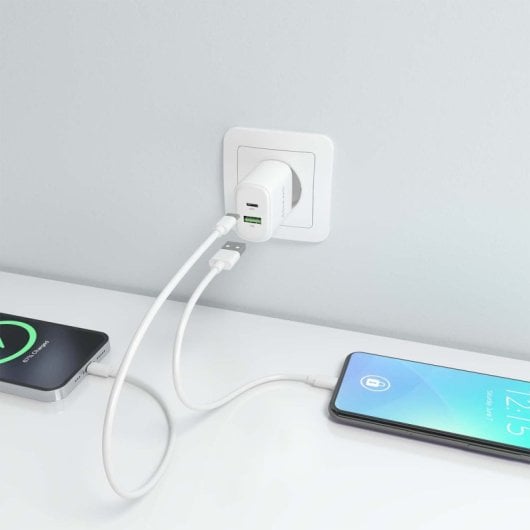 Chargeur Aisens A110-0911 25 W 1 x USB-C PD3.0 1 x USB-A QC3.0 Blanc