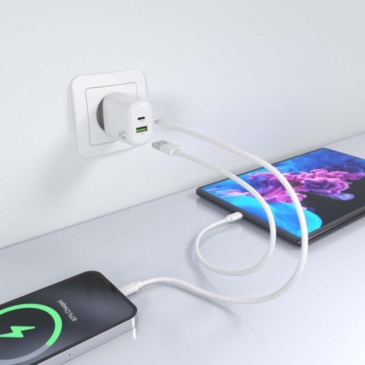 Chargeur Aisens A110-0911 25 W 1 x USB-C PD3.0 1 x USB-A QC3.0 Blanc
