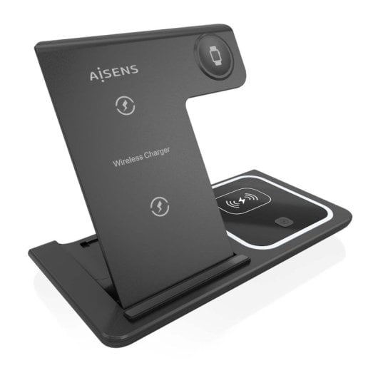 Aisens ASCH-15W3WC043-BK Cargador Inalámbrico USB-C 3 en 1 de 15W Negro