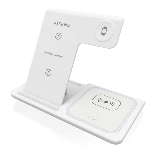 Aisens ASCH-15W3WC044-W Cargador Inalámbrico USB-C 3 en 1 de 15W Blanco