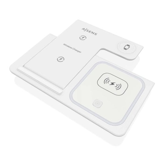 Aisens ASCH-15W3WC044-W Cargador Inalámbrico USB-C 3 en 1 de 15W Blanco