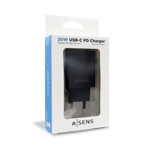 Chargeur Aisens ASCH-1PD20-BK USB-C PD3.0 1 port 1xUSB-C 20W Noir